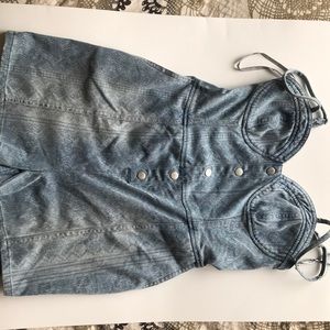 Jean short overalls with pattern worn once